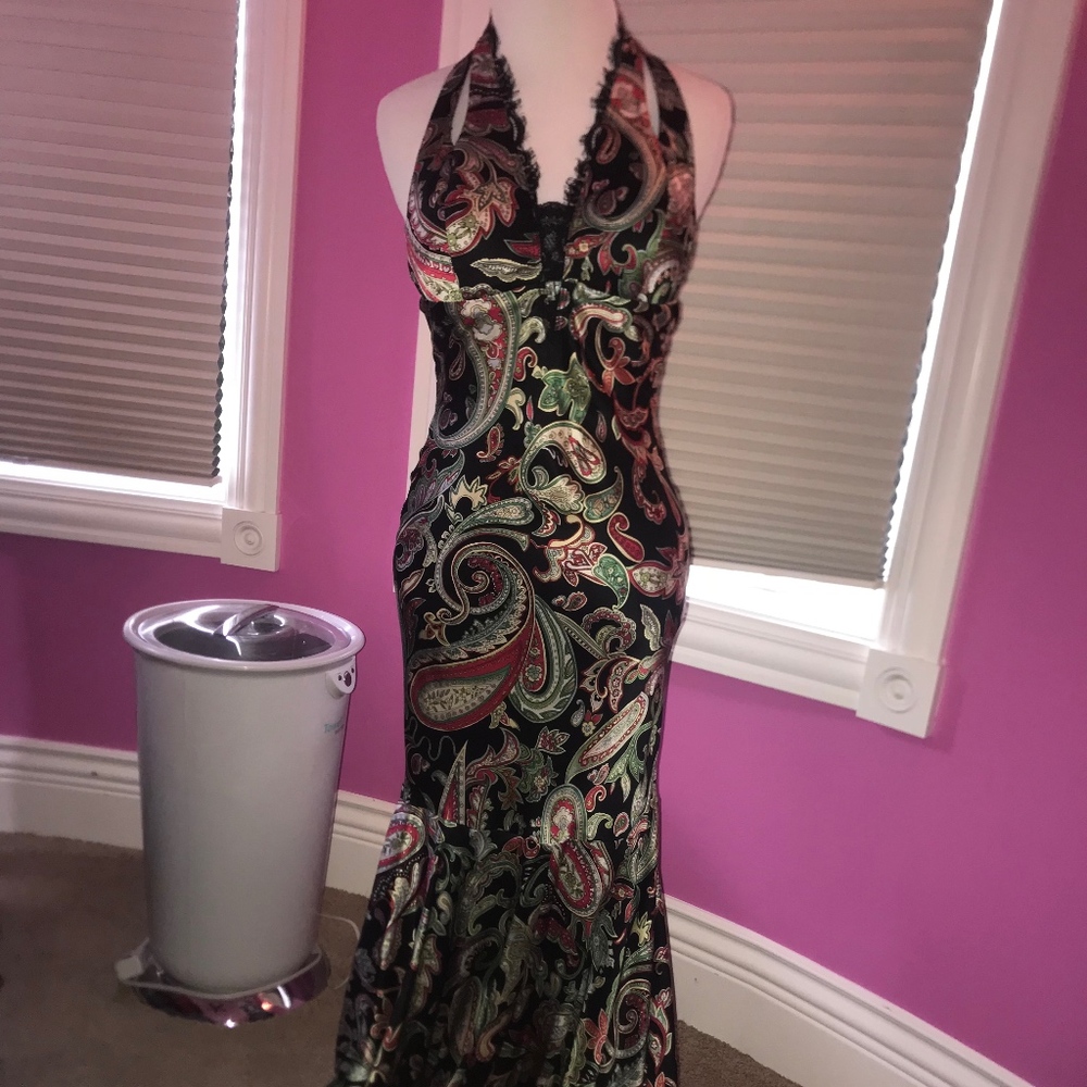 Dina Bar-El Paisley Satin Formal Dress